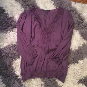 3/4 length purple shirt